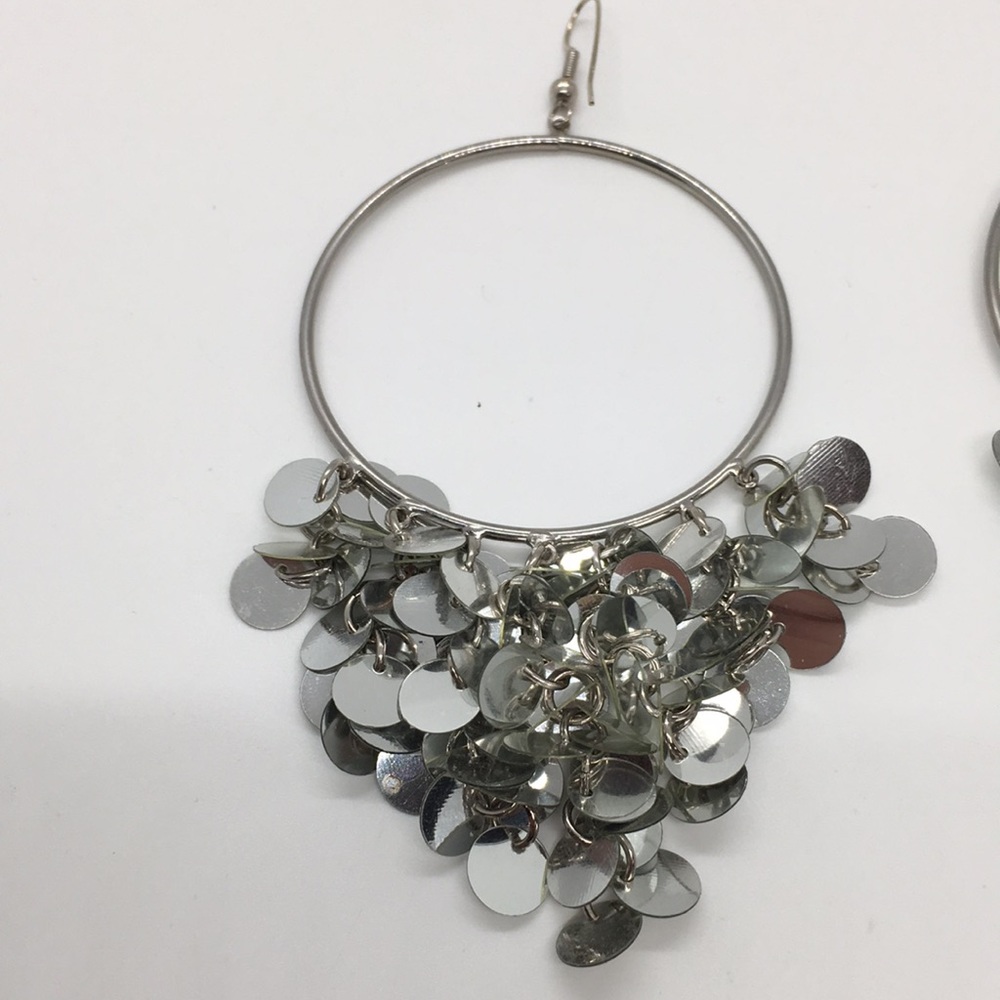 Silver sparkly dangle earrings - Picture 2 of 2